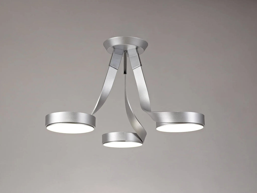 Chloe 3 Light Semi Flush, 3 x 12W LED, 3000K, 2880lm, Silver/Polished Chrome, 3yrs Warranty Home Store Living