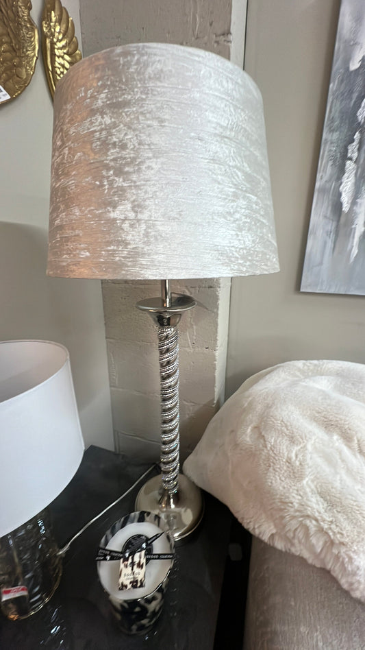 Cream Velvet Shade Diamond Lamp Home Store Living