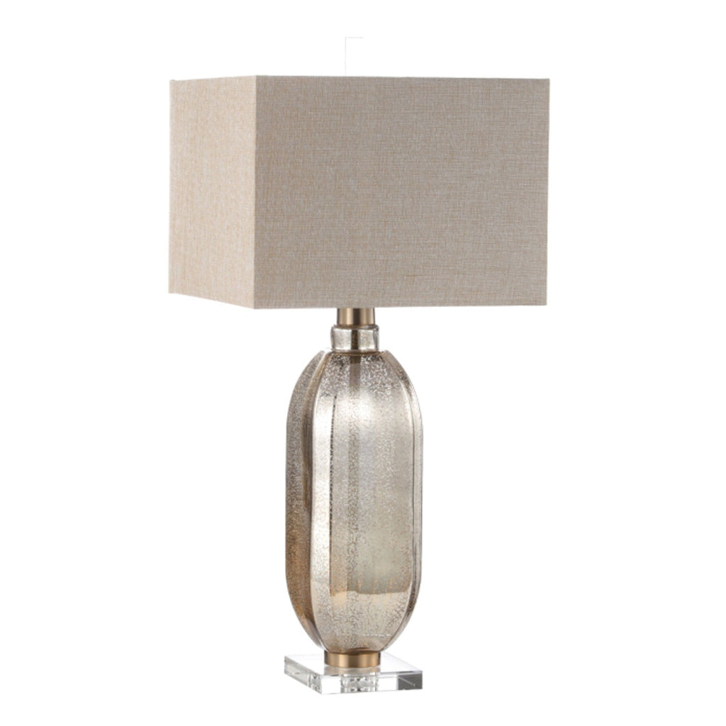 83.8cm Gold Mercury Glass Table Lamp with Cream Linen Shade CIMC
