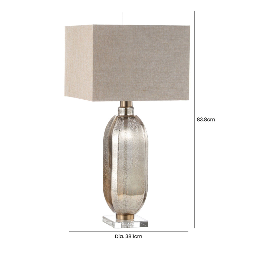 83.8cm Gold Mercury Glass Table Lamp with Cream Linen Shade CIMC