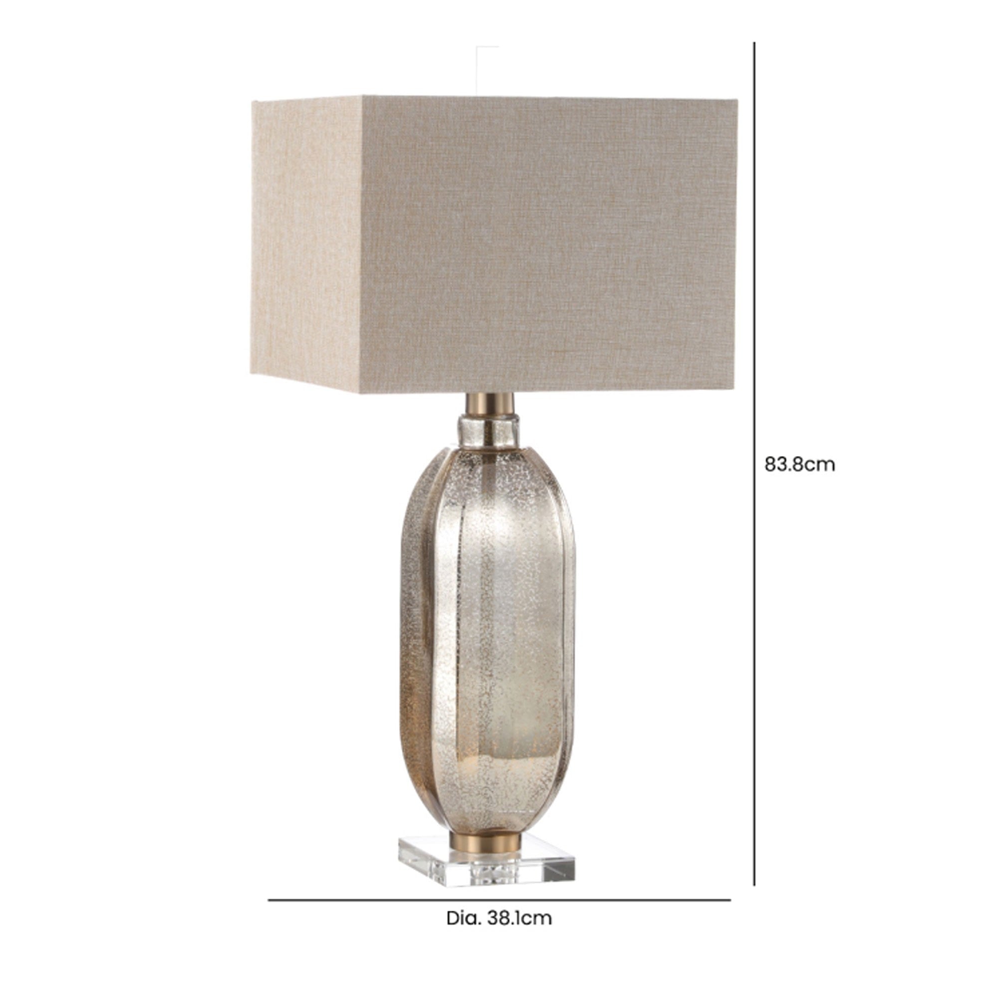 83.8cm Gold Mercury Glass Table Lamp with Cream Linen Shade CIMC