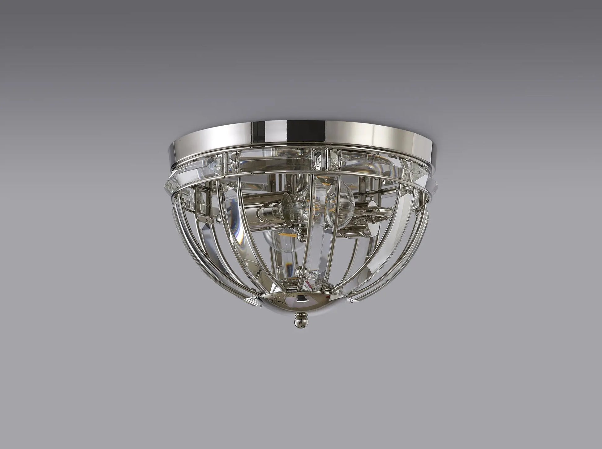 Claire Round Polished Nickel Flush Light Home Store Living