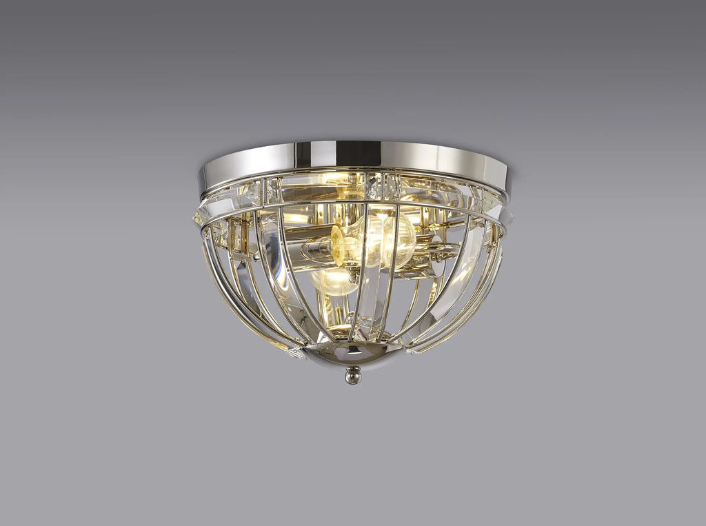 Claire Round Polished Nickel Flush Light Home Store Living
