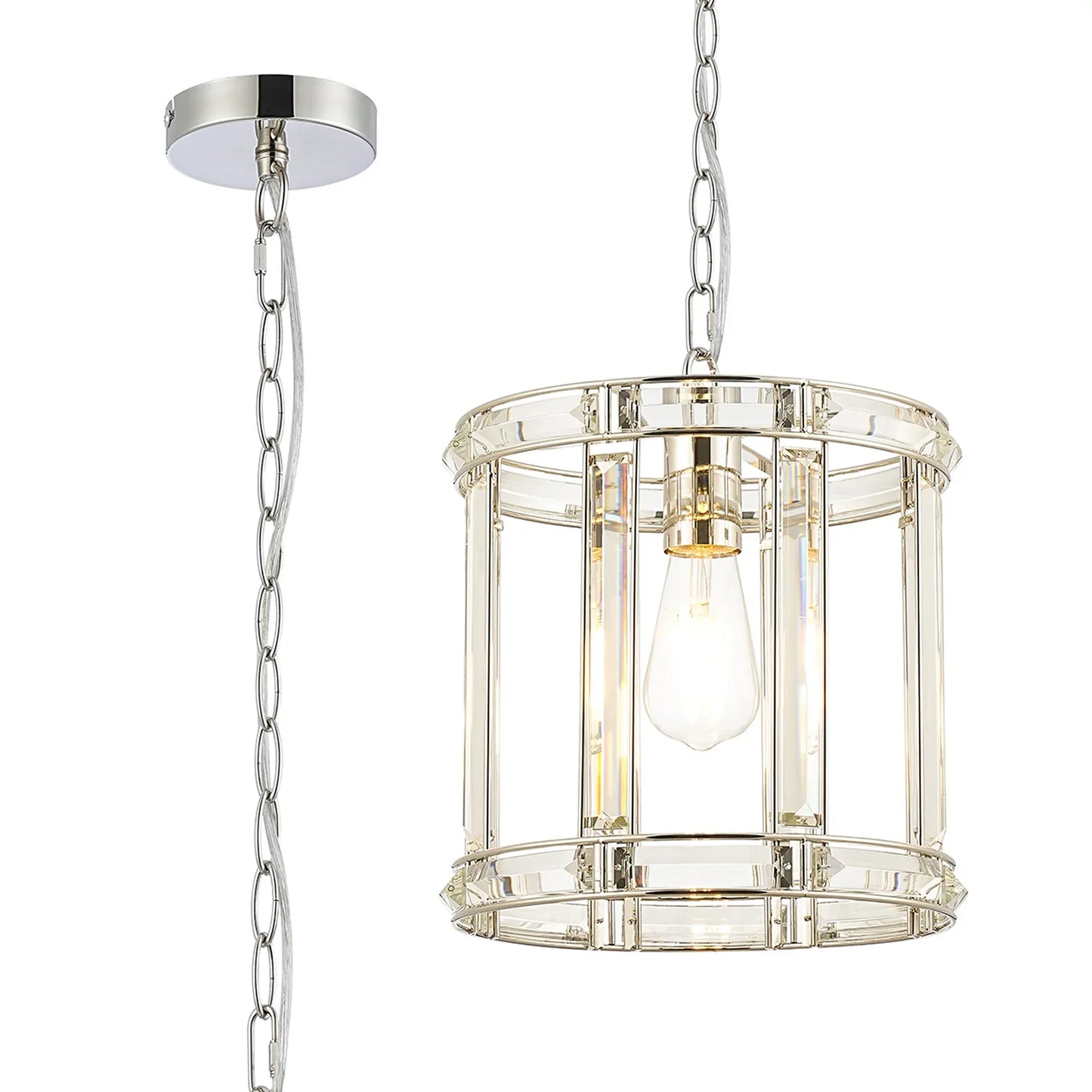 Claire Polished Nickel Hanging Pendant Light Home Store Living