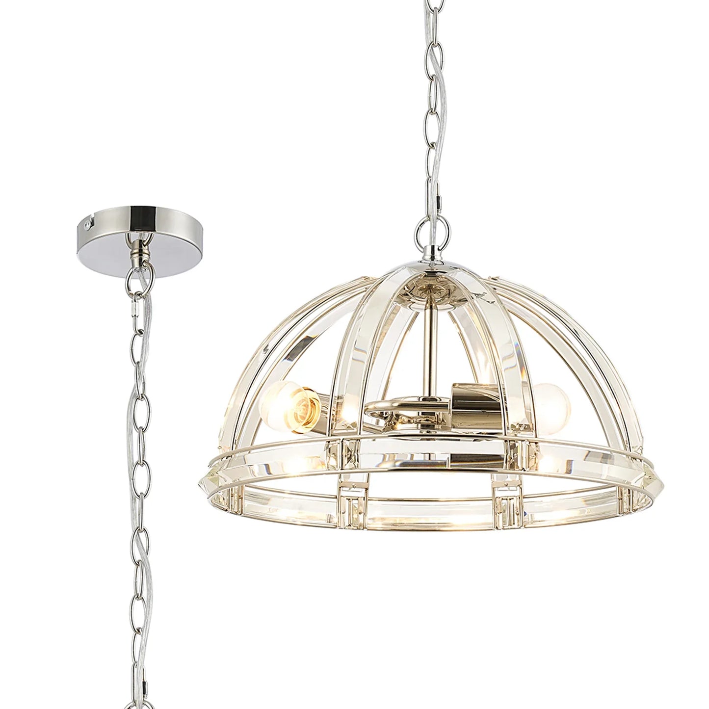 Claire Polished Nickel Hanging Pendant Light Home Store Living