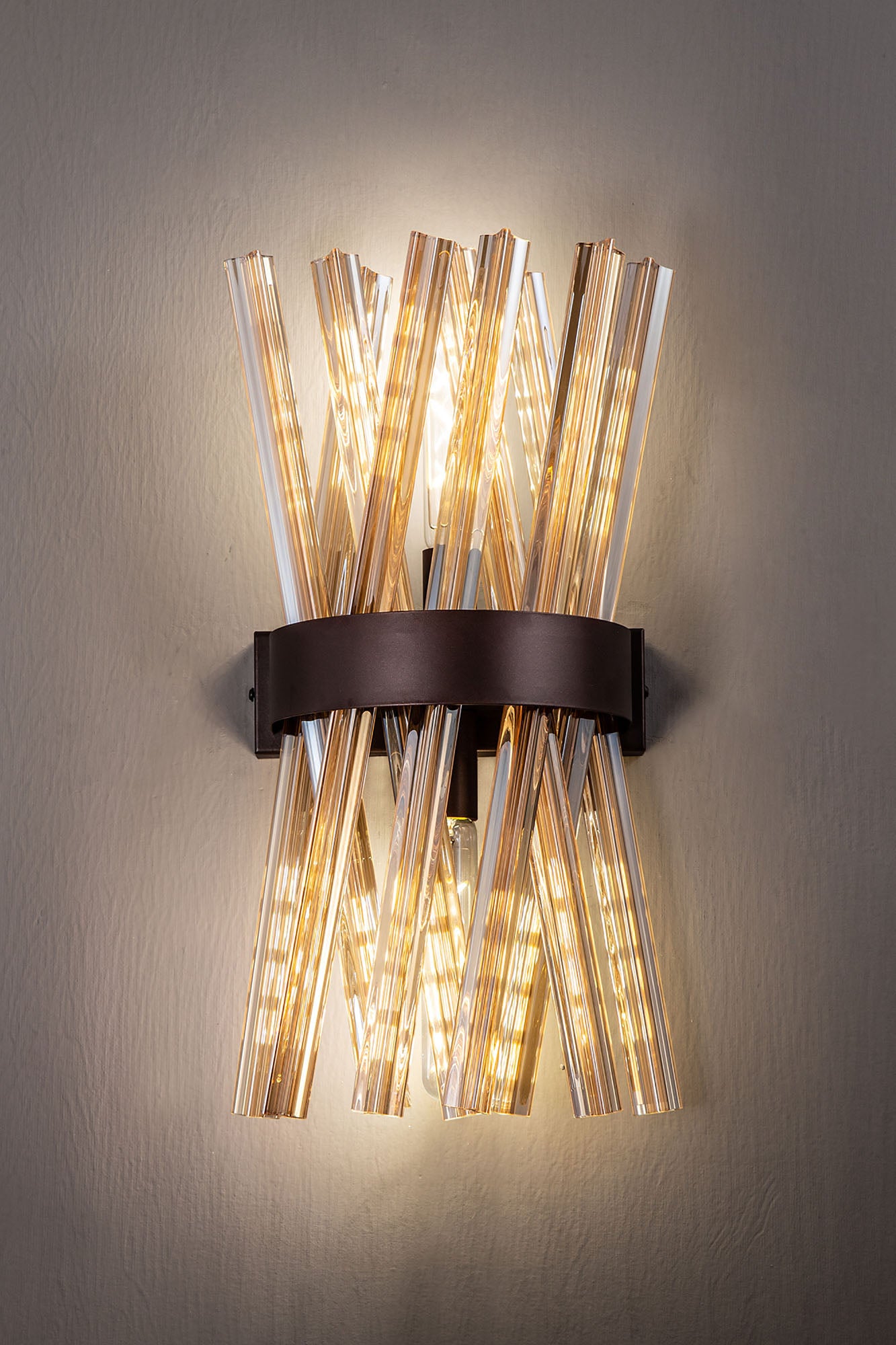 Chase 2 Light E14, Wall Light E14, Brown Oxide / Clear Glass