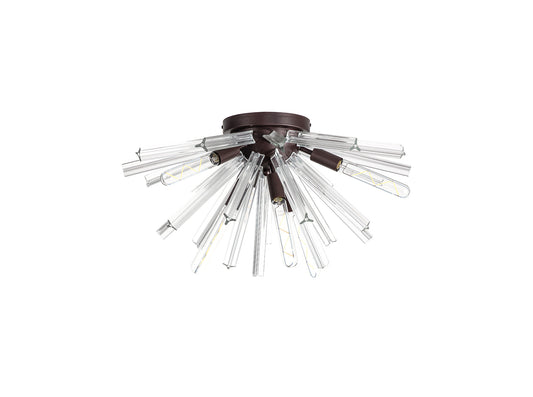 Chase 6 Light E14, Semi Flush Brown Oxide / Clear Glass