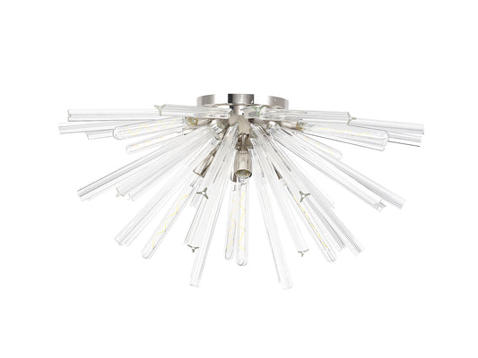 Chase 8 Light E27, Semi Flush Polished Nickel / Clear Glass