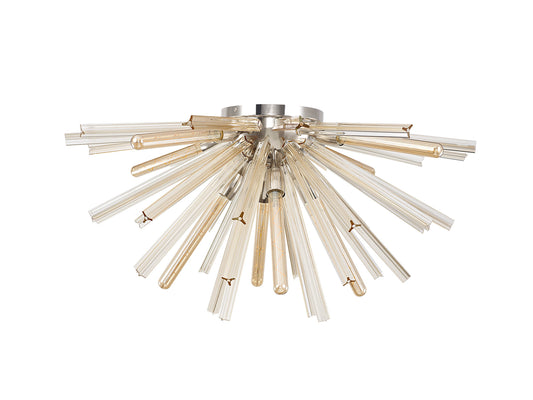 Chase 8 Light E27, Semi Flush Polished Nickel / Champagne Gold Glass