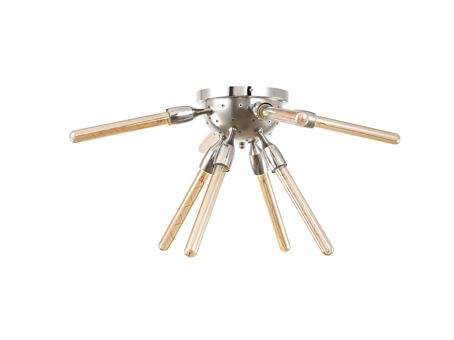 Chase 8 Light E27, Semi Flush Polished Nickel / Champagne Gold Glass