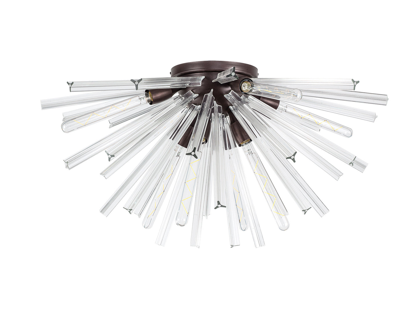 Chase 8 Light E27, Semi Flush Brown Oxide / Clear Glass