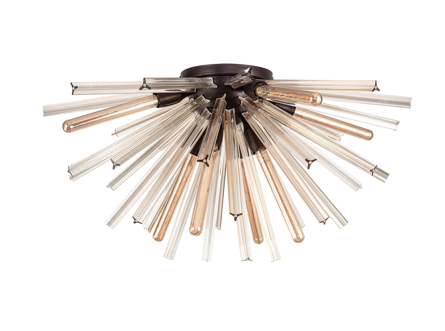 Chase 8 Light E27, Semi Flush Brown Oxide / Champagne Gold Glass