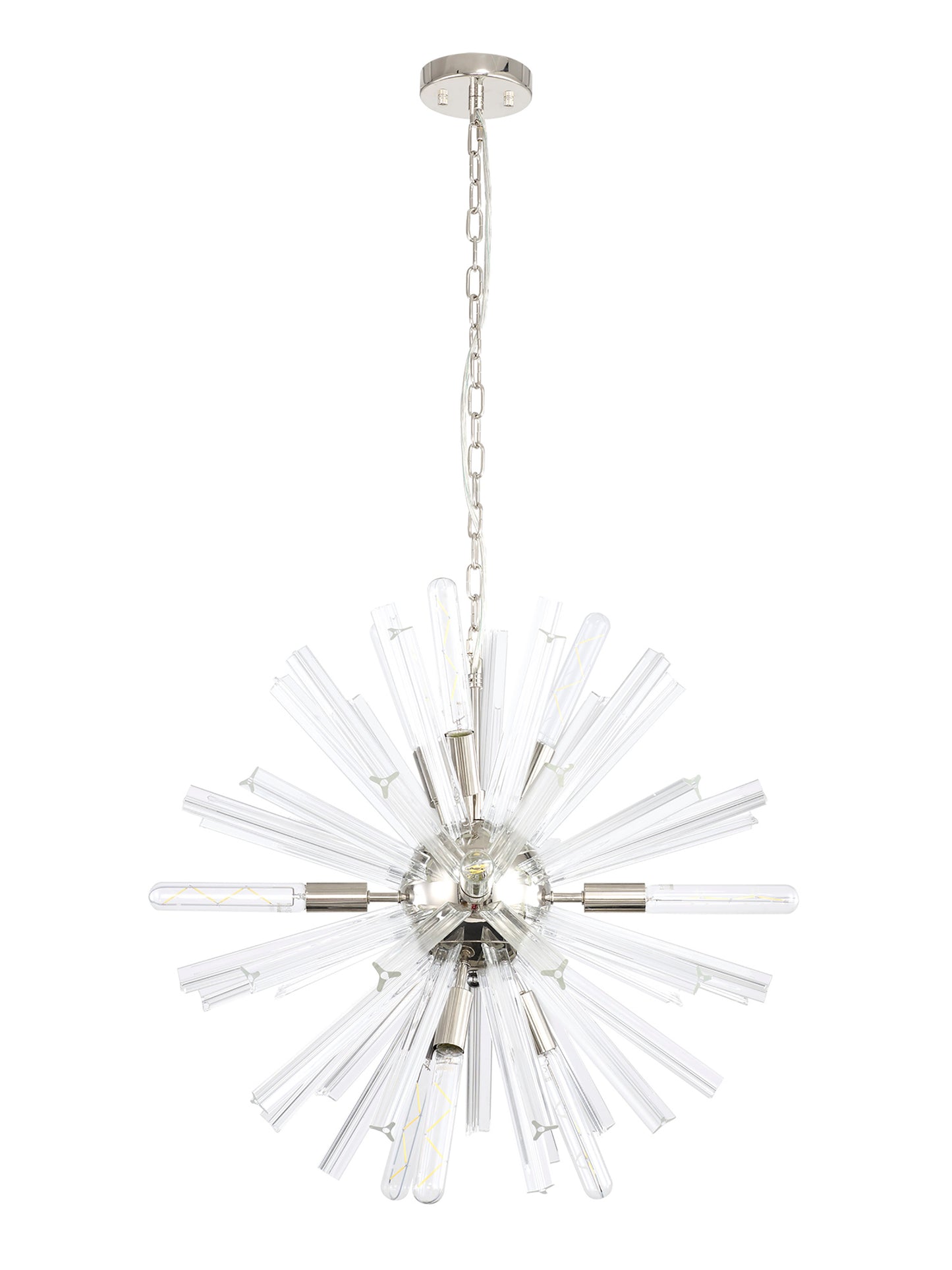 Chase 10 Light E14, Round Pendant Polished Nickel / Clear Glass