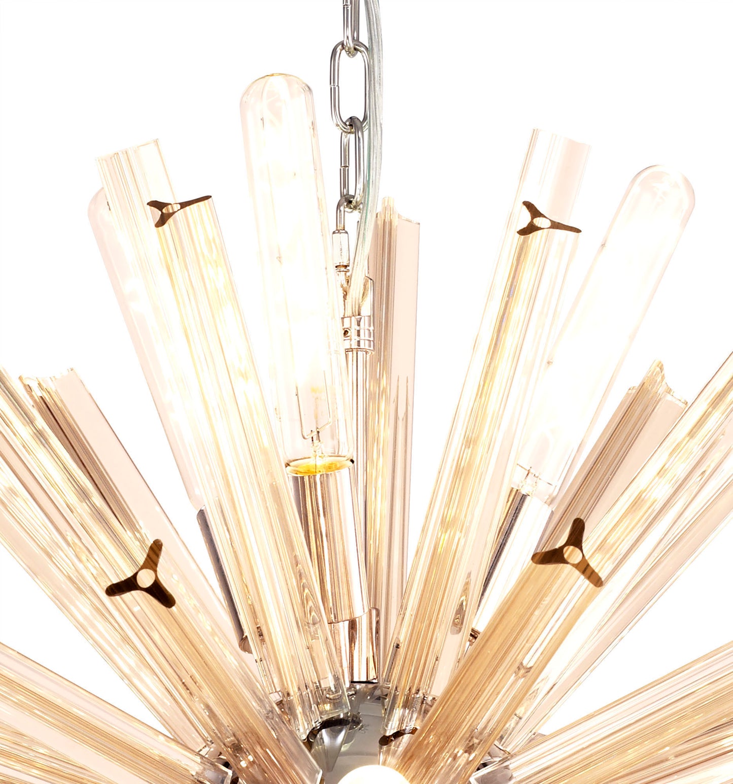 Chase 10 Light E14, Round Pendant Polished Nickel / Champagne Gold Glass