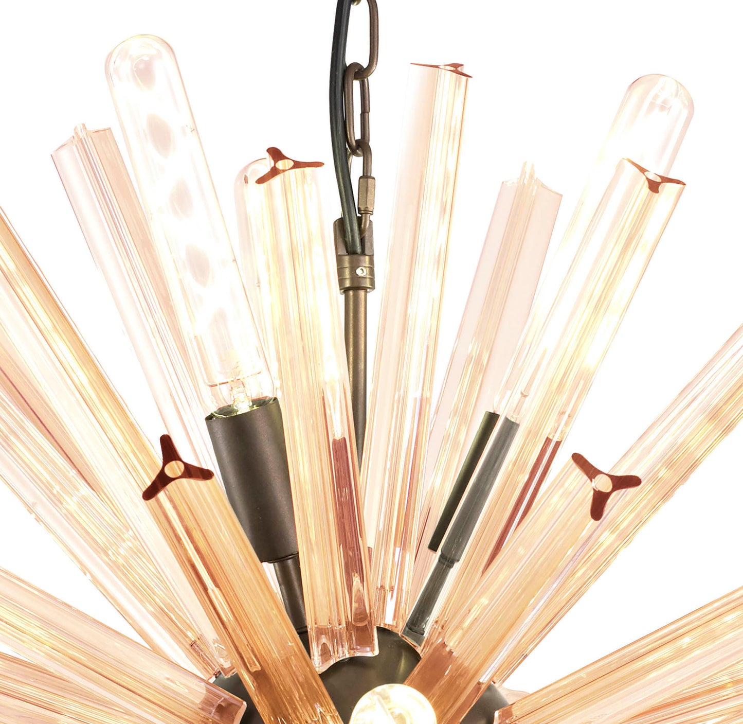 Chase 10 Light E14, Round Pendant Brown Oxide / Champagne Gold Glass