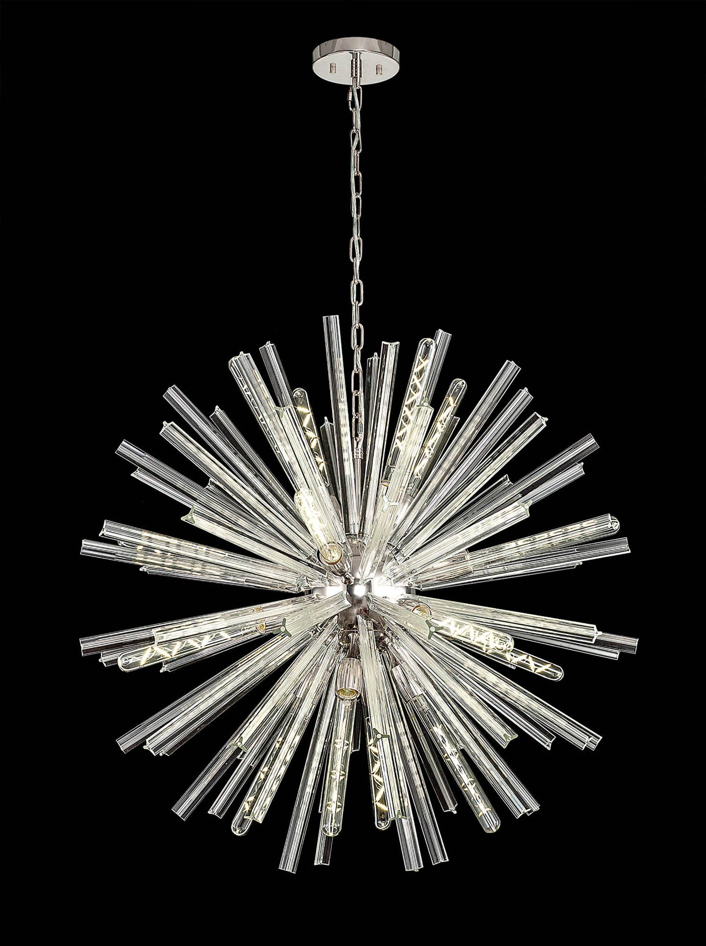 Chase 16 Light E27, Round Pendant Polished Nickel / Clear Glass