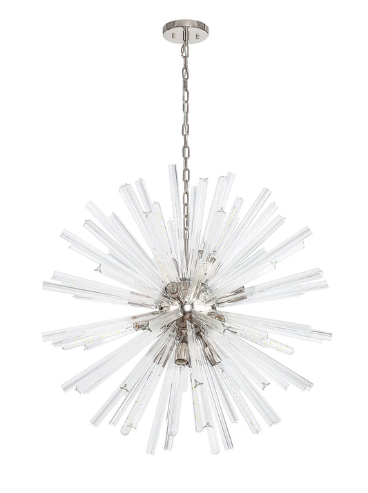 Chase 16 Light E27, Round Pendant Polished Nickel / Clear Glass