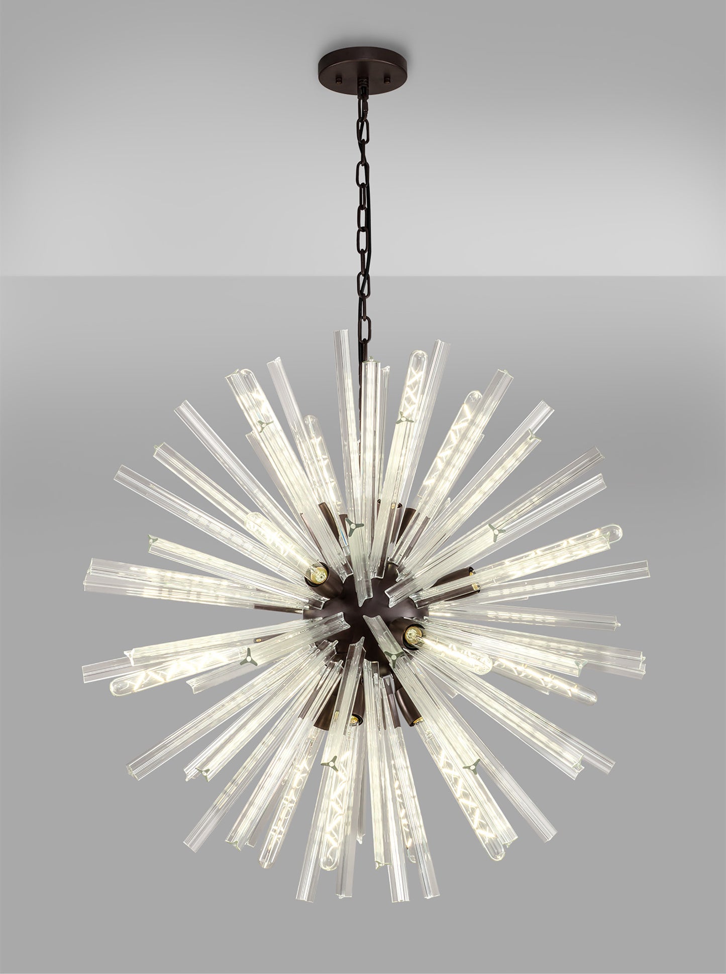 Chase 16 Light E27, Round Pendant Brown Oxide / Clear Glass