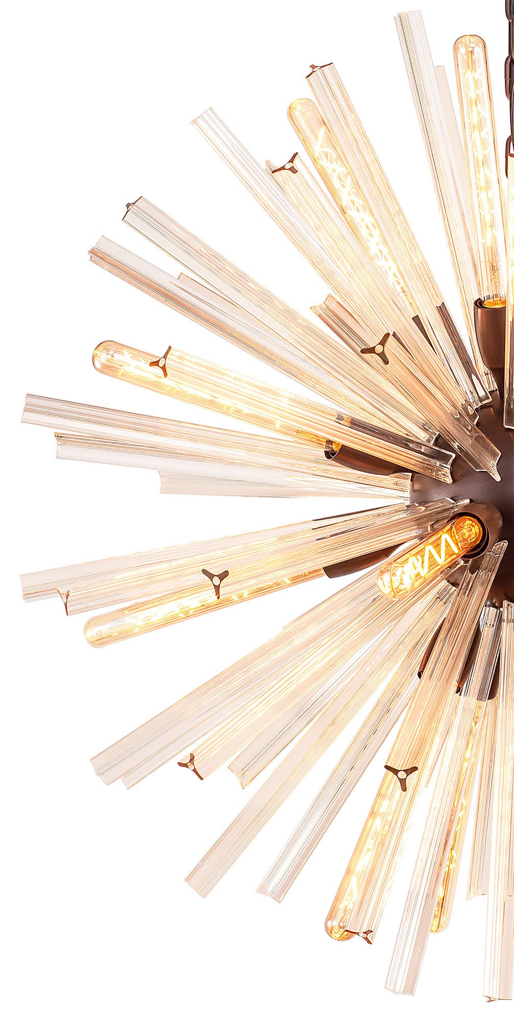 Chase 16 Light E27, Round Pendant Brown Oxide / Champagne Gold Glass