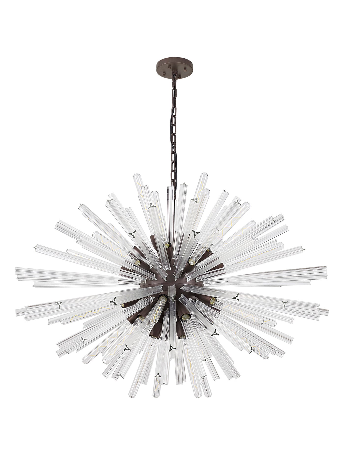 Chase 32 Light E27, Oval Pendant Brown Oxide / Clear Glass, Item Weight: 25kg