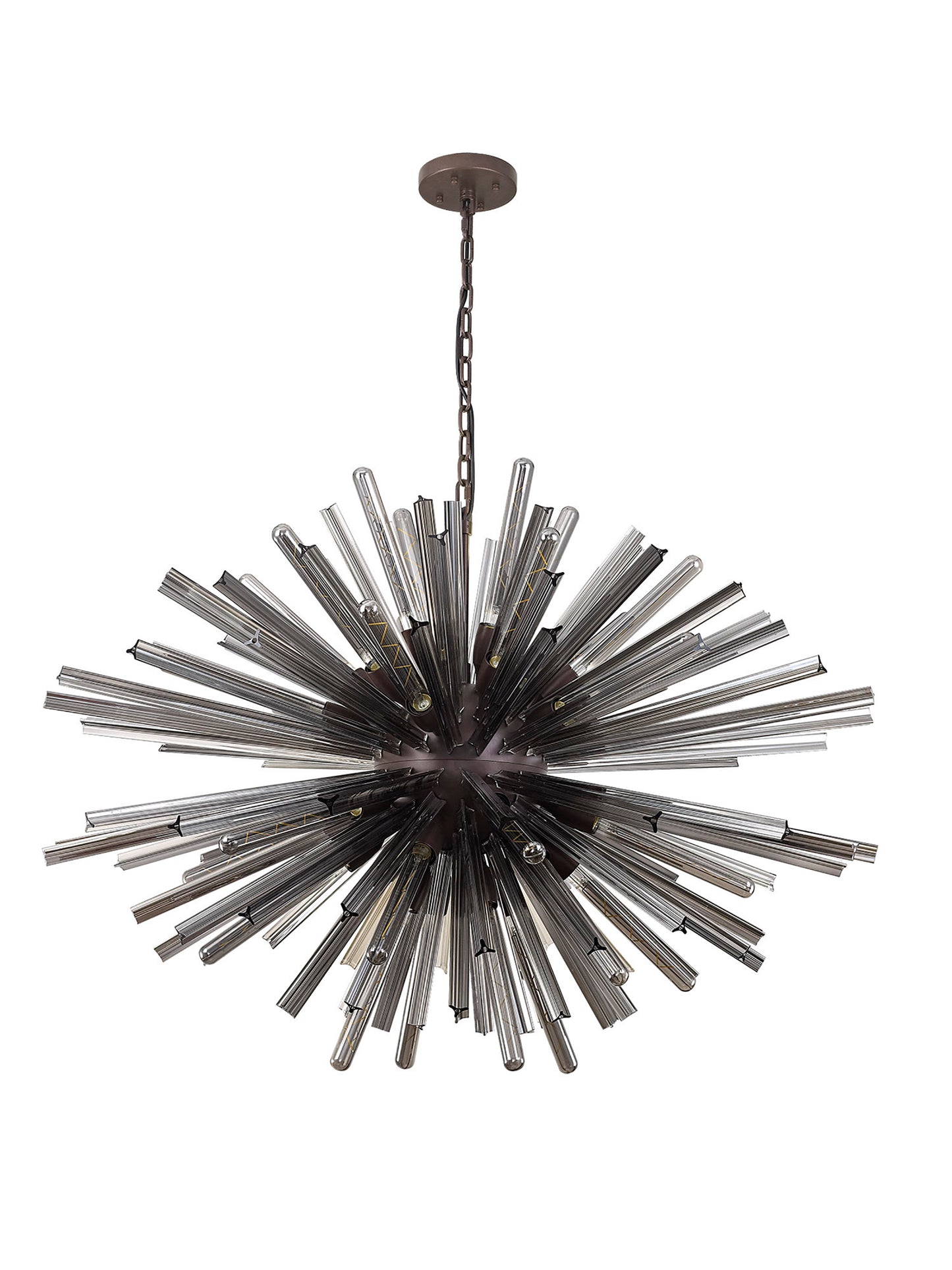 Chase 32 Light E27, Oval Pendant Brown Oxide / Smoke Glass, Item Weight: 25kg