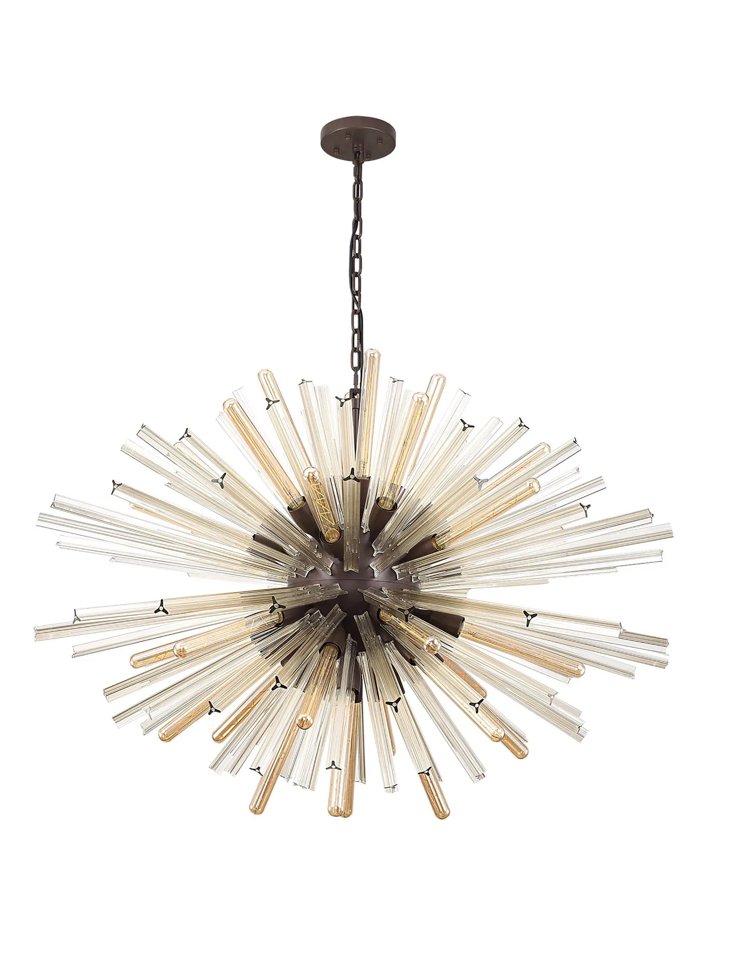 Chase 32 Light E27, Oval Pendant Brown Oxide / Champagne Glass, Item Weight: 25kg