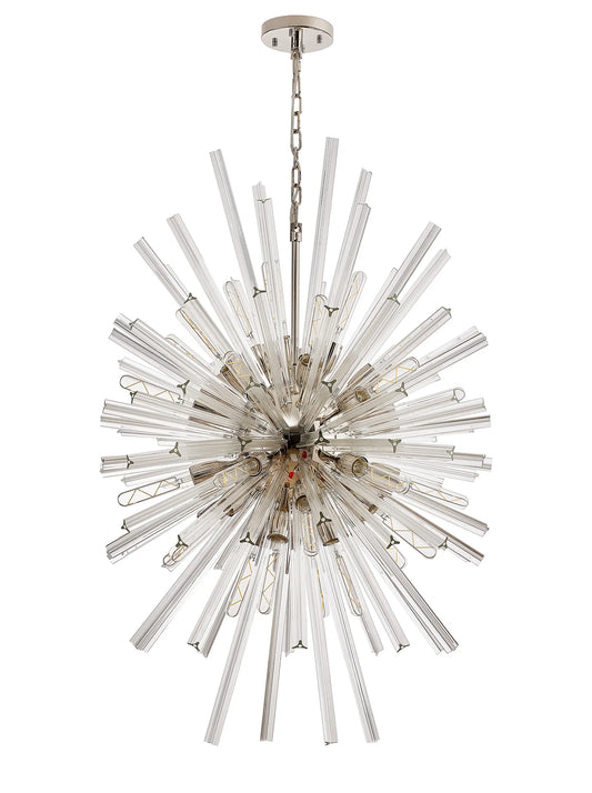 Chase 32 Light E27, Vertical Oval Pendant Polished Nickel / Clear Glass, Item Weight: 22kg