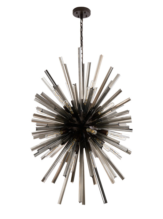 Chase 32 Light E27, Vertical Oval Pendant Brown Oxide / Smoke Glass, Item Weight: 22kg