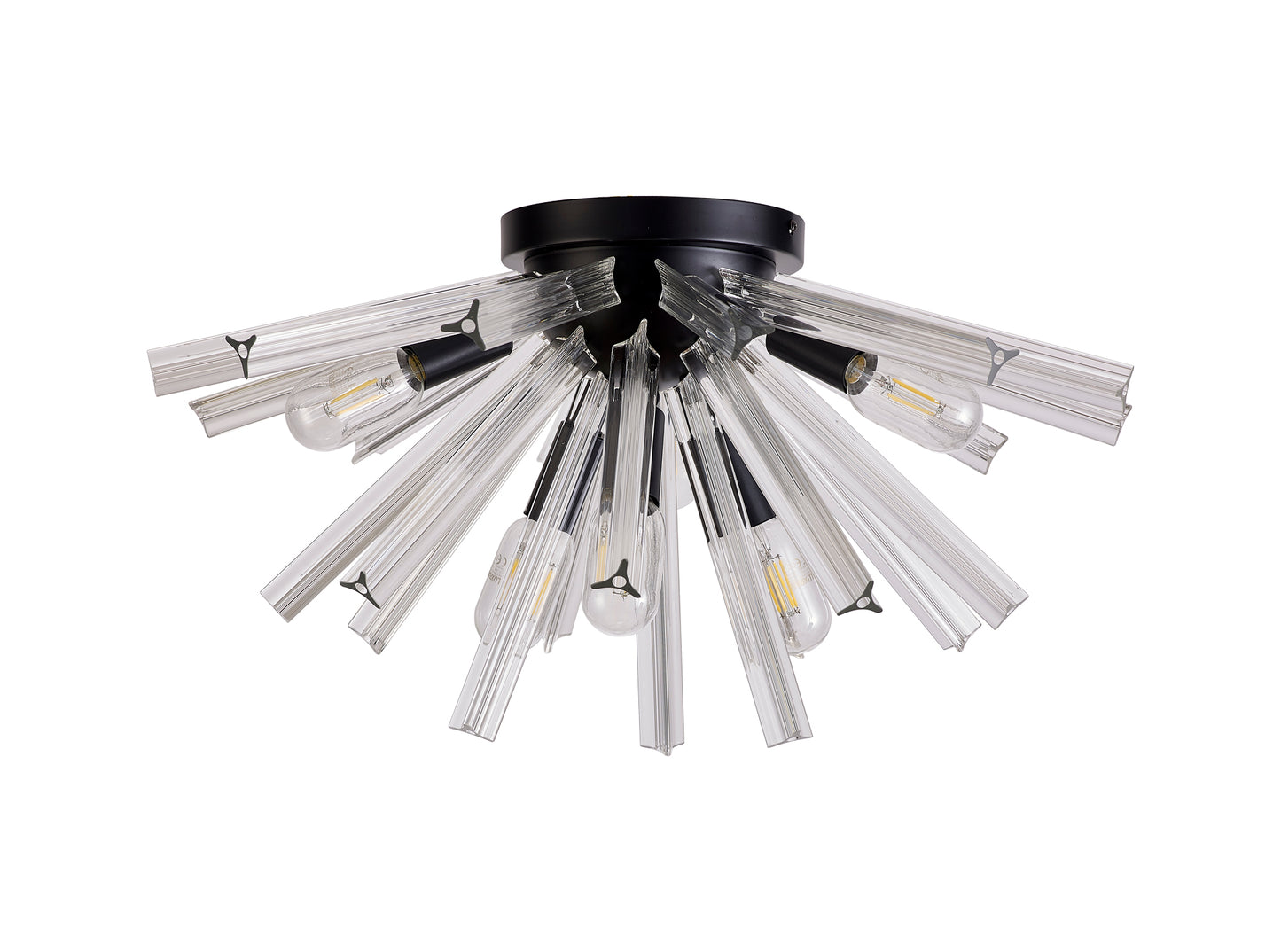 Chase 6 Light E14, Semi Flush Matt Black / Clear Glass