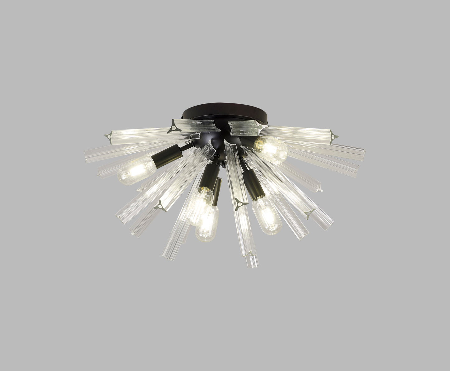 Chase 6 Light E14, Semi Flush Matt Black / Clear Glass