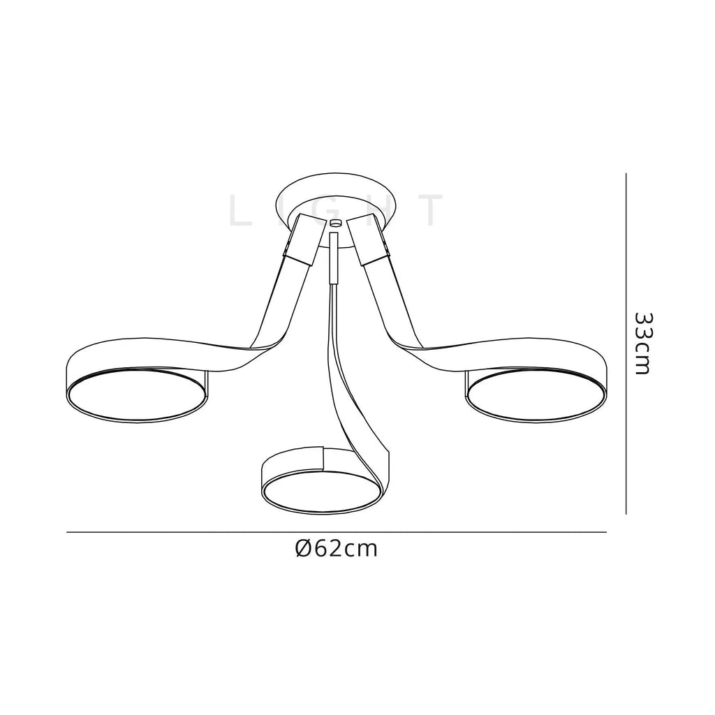 Chloe 3 Light Semi Flush, 3 x 12W LED, 3000K, 2880lm, Silver/Polished Chrome, 3yrs Warranty Home Store Living