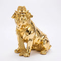 Gold 30cm Electroplated Bulldog Ornament with Studded Hat sassy homes