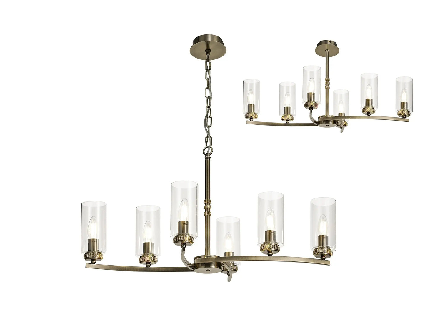 Dylan Rectangular 6 Light Pendant/Semi Flush Ceiling Light Home Store Living