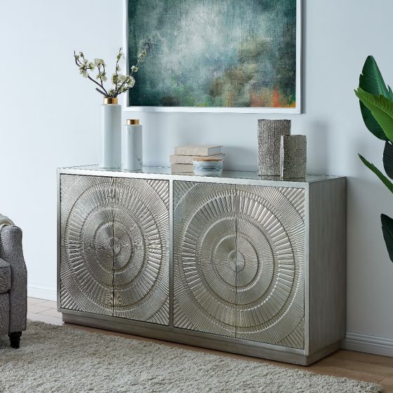 Francisco 4 Door Silver Sideboard Home Store Living