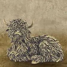 Gold Shaggy Highland Cow Sitting Lesser & Pavey Ltd