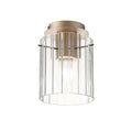 Brandon Ripple 21cm Round Ceiling Flush, 1 Light Flush Fitting E27 — Light Gold / Clear