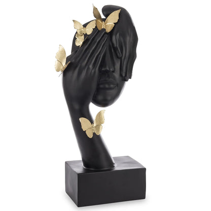 21” Face in Hands Golden Butterflies Sculpture RN Style