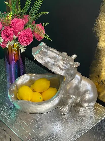 Silver Decorative Hungry Hippo Storage Bowl Mcgowan and rutherford