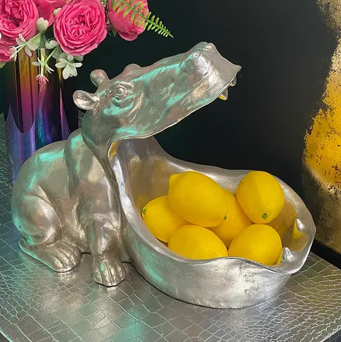 Silver Decorative Hungry Hippo Storage Bowl Mcgowan and rutherford