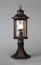 Evelyn Pedestal Lamp, 1 x E27, Antique Bronze/Clear Ripple Glass, IP54, 2yrs Warranty Home Store Living