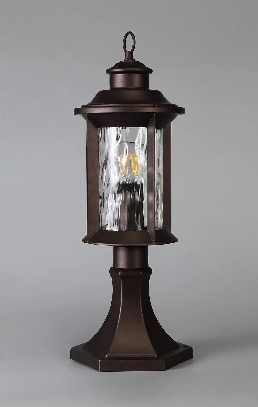 Evelyn Pedestal Lamp, 1 x E27, Antique Bronze/Clear Ripple Glass, IP54, 2yrs Warranty Home Store Living