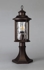 Evelyn Pedestal Lamp, 1 x E27, Antique Bronze/Clear Ripple Glass, IP54, 2yrs Warranty Home Store Living