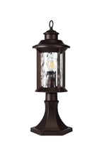 Evelyn Pedestal Lamp, 1 x E27, Antique Bronze/Clear Ripple Glass, IP54, 2yrs Warranty Home Store Living