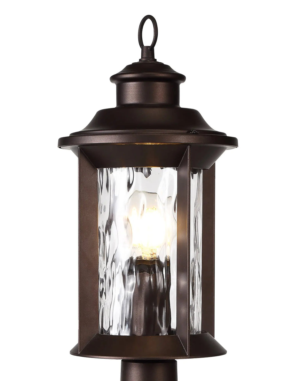 Evelyn Pedestal Lamp, 1 x E27, Antique Bronze/Clear Ripple Glass, IP54, 2yrs Warranty Home Store Living