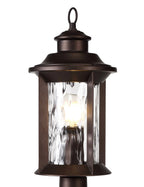 Evelyn Pedestal Lamp, 1 x E27, Antique Bronze/Clear Ripple Glass, IP54, 2yrs Warranty Home Store Living