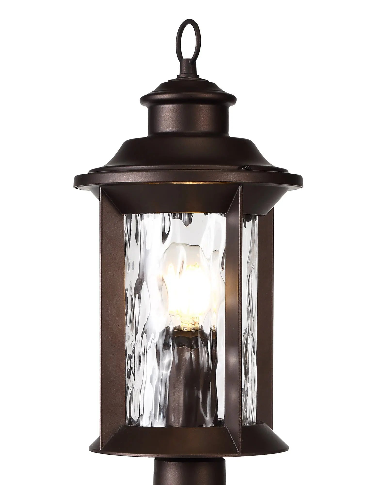 Evelyn Pedestal Lamp, 1 x E27, Antique Bronze/Clear Ripple Glass, IP54, 2yrs Warranty Home Store Living