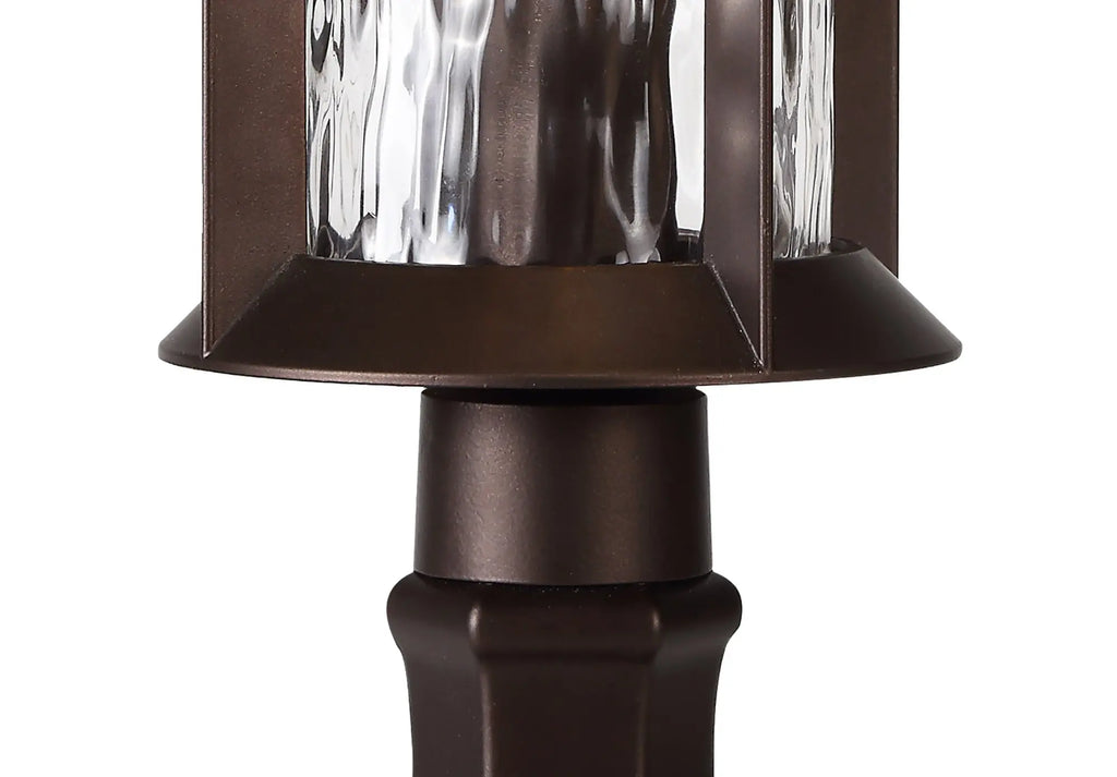 Evelyn Pedestal Lamp, 1 x E27, Antique Bronze/Clear Ripple Glass, IP54, 2yrs Warranty Home Store Living