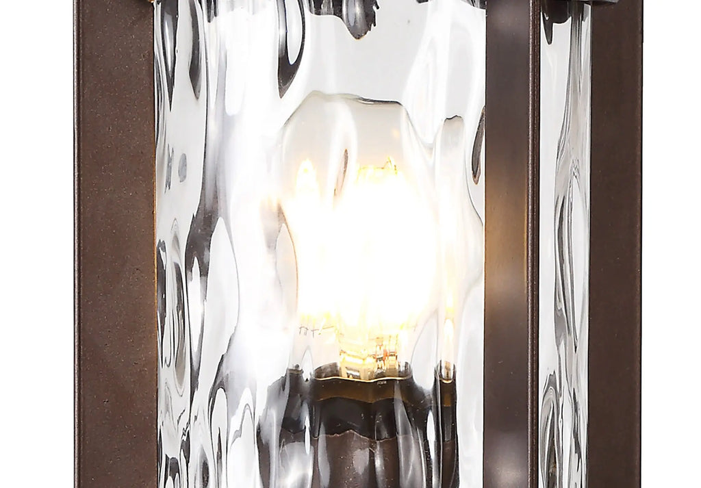 Evelyn Pedestal Lamp, 1 x E27, Antique Bronze/Clear Ripple Glass, IP54, 2yrs Warranty Home Store Living