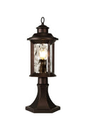 Evelyn Pedestal Lamp, 1 x E27, Antique Bronze/Clear Ripple Glass, IP54, 2yrs Warranty Home Store Living