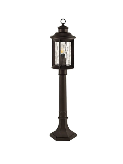 Evelyn Post Lamp, 1 x E27, Antique Bronze/Clear Ripple Glass, IP54, 2yrs Warranty Home Store Living